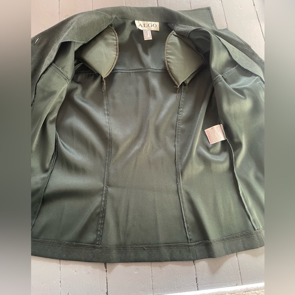 Vintage Algo 90s deep olive green faux-suede blazer-style jacket - Picture 8 of 14